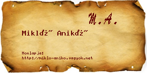Mikló Anikó névjegykártya